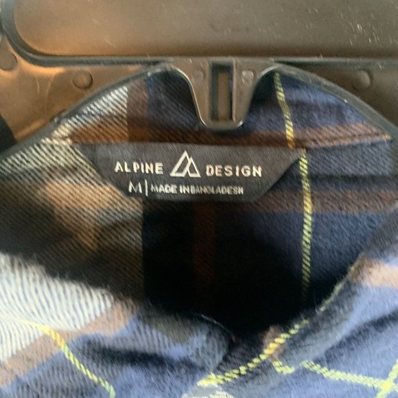 Alpine Design Flannel Shirt Men's Medium Mount Evans Navy Plaid Button-Up 8238‎ - Picture 4 of 9